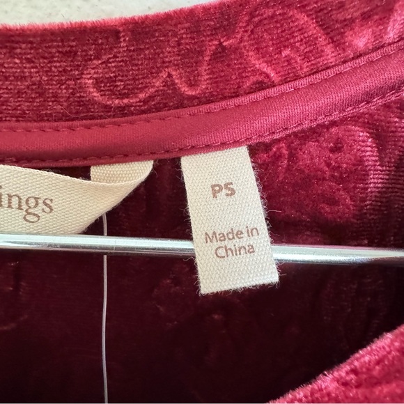 Soft Surroundings velvet ‎ Rich Red Long Sleeve Dress NWT Holiday Fall Ready - Picture 5 of 12